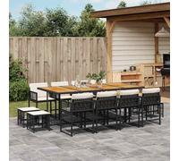 vidaXL Set da Pranzo da Giardino 13pz con Cuscini Nero in Polyrattan