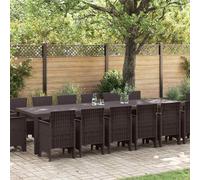 vidaXL Set da Pranzo da Giardino 15 pcs Marrone Large Rattan & Acciaio