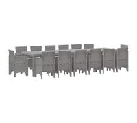 vidaXL Set da Pranzo Giardino 15 Pezzi con Cuscini Grigio Chiaro, Tavolo Giardino Grigio Chiaro 200x100x73 cm, Tavolo Giardino Grigio Chiaro 150x100x73 cm, Sedie Giardino