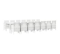 Set Pranzo Giardino 15 Pezzi Bianco Rattan Sintetico, Tavolo Giardino Bianco 250x100x73 cm Rattan Sintetico, Tavolo Giardino Bianco 150x100x73 cm Rattan Sintetico, Sedie Giardino 2 Pezzi Bianche Ratt