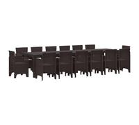 vidaXL Set da Pranzo da Giardino 15 Pezzi Marrone in polyrattan | Tavolo Rettangolare per 14 Persone, Design Moderno, Resistente agli UV, Perfetto per Patio, Balcone o terrazza per L'Estate.