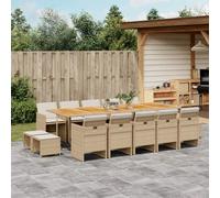vidaXL Set da Pranzo da Giardino 15 pz con Cuscini Beige in Polyrattan