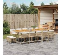 vidaXL Set da Pranzo da Giardino 15 pz con Cuscini Beige in Polyrattan