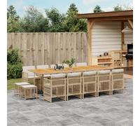 vidaXL Set da Pranzo da Giardino 15 pz con Cuscini Beige in Polyrattan