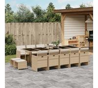 vidaXL Set da Pranzo da Giardino 15 pz con Cuscini Beige in Polyrattan