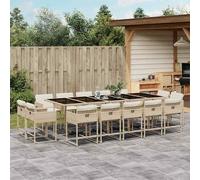 vidaXL Set da Pranzo da Giardino 15 pz con Cuscini Beige in Polyrattan