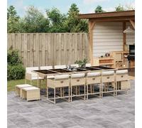 vidaXL Set da Pranzo da Giardino 15 pz con Cuscini Beige in Polyrattan