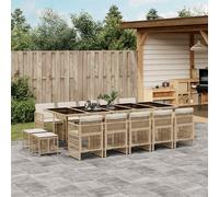 vidaXL Set da Pranzo da Giardino 15 pz con Cuscini Beige in Polyrattan