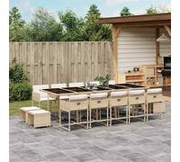 vidaXL Set da Pranzo da Giardino 15 pz con Cuscini Beige in Polyrattan