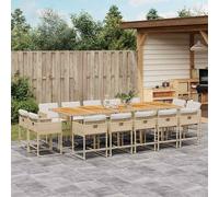 vidaXL Set da Pranzo da Giardino 15 pz con Cuscini Beige in Polyrattan
