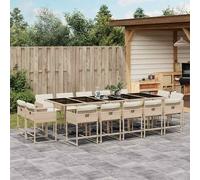 vidaXL Set da Pranzo da Giardino 15 pz con Cuscini Beige in Polyrattan