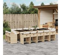 vidaXL Set da Pranzo da Giardino 15 pz con Cuscini Beige in Polyrattan