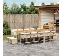 vidaXL Set da Pranzo da Giardino 15 pz con Cuscini Beige in Polyrattan