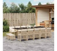 vidaXL Set da Pranzo da Giardino 15 pz con Cuscini Beige in Polyrattan
