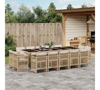 vidaXL Set da Pranzo da Giardino 15 pz con Cuscini Beige in Polyrattan
