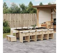 vidaXL Set da Pranzo da Giardino 15 pz con Cuscini Beige in Polyrattan