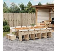 vidaXL Set da Pranzo da Giardino 15 pz con Cuscini Beige in Polyrattan