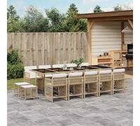 vidaXL Set da Pranzo da Giardino 15 pz con Cuscini Beige in Polyrattan