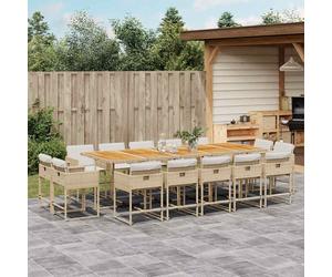 vidaXL Set da Pranzo da Giardino 15 pz con Cuscini Beige in Polyrattan