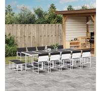 SET TAVOLO E SEDIE VIDAXL 15 pz con Cuscini Bianco in Textilene - 3295116