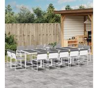vidaXL Set da Pranzo da Giardino 15 pz con Cuscini Bianco in Textilene