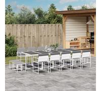 vidaXL Set da Pranzo da Giardino 15 pz con Cuscini Bianco in Textilene