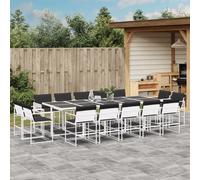 vidaXL Set da Pranzo da Giardino 15 pz con Cuscini Bianco in Textilene