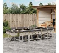 vidaXL Set da Pranzo da Giardino 15 pz con Cuscini Grigio Polyrattan