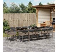 vidaXL Set da Pranzo da Giardino 15 pz con Cuscini Grigio Polyrattan
