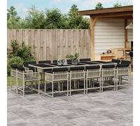 vidaXL Set da Pranzo da Giardino 15 pz con Cuscini Grigio Polyrattan