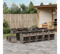 vidaXL Set da Pranzo da Giardino 15 pz con Cuscini Grigio Polyrattan