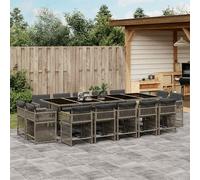 vidaXL Set da Pranzo da Giardino 15 pz con Cuscini Grigio Polyrattan
