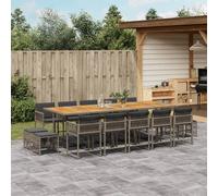 vidaXL Set da Pranzo da Giardino 15 pz con Cuscini Grigio Polyrattan