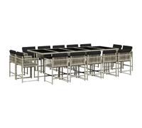 vidaXL Set da Pranzo da Giardino 15 pz con Cuscini Grigio Polyrattan