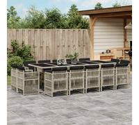 vidaXL Set da Pranzo da Giardino 15 pz con Cuscini Grigio Polyrattan