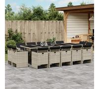 vidaXL Set da Pranzo da Giardino 15 pz con Cuscini Grigio Polyrattan