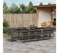 vidaXL Set da Pranzo da Giardino 15 pz con Cuscini Grigio Polyrattan