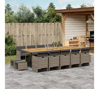 vidaXL Set da Pranzo da Giardino 15 pz con Cuscini Grigio Polyrattan