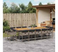 vidaXL Set da Pranzo da Giardino 15 pz con Cuscini Grigio Polyrattan