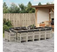 vidaXL Set da Pranzo da Giardino 15 pz con Cuscini Grigio Polyrattan