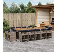 vidaXL Set da Pranzo da Giardino 15 pz con Cuscini Grigio Polyrattan