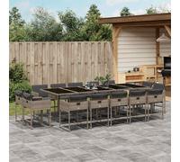 vidaXL Set da Pranzo da Giardino 15 pz con Cuscini Grigio Polyrattan