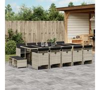 vidaXL Set da Pranzo da Giardino 15 pz con Cuscini Grigio Polyrattan