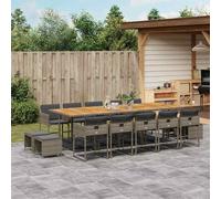 vidaXL Set da Pranzo da Giardino 15 pz con Cuscini Grigio Polyrattan