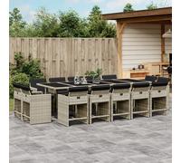 vidaXL Set da Pranzo da Giardino 15 pz con Cuscini Grigio Polyrattan