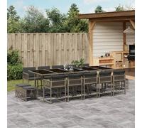 vidaXL Set da Pranzo da Giardino 15 pz con Cuscini Grigio Polyrattan
