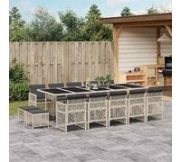 vidaXL Set da Pranzo da Giardino 15 pz con Cuscini Grigio Polyrattan