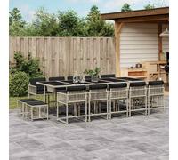 vidaXL Set da Pranzo da Giardino 15 pz con Cuscini Grigio Polyrattan