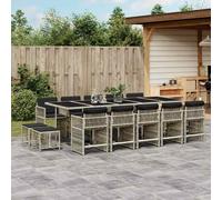 vidaXL Set da Pranzo da Giardino 15 pz con Cuscini Grigio Polyrattan