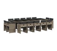 vidaXL Set da Pranzo da Giardino 15 pz con Cuscini Grigio Polyrattan